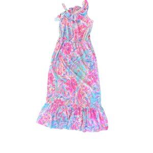 Lilly Pulitzer Girls Ruffle One-Shoulder Maxi Dress (Size 12–14)